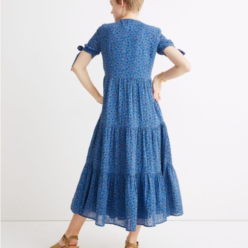 Madewell Tie-Sleeve Tiered Midi Dress in Calico Floral - Picture 4 of 8